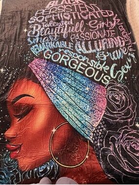 Gorgeous Plush Graphic Throw Blanket size 59” by 78. Affirmations New
